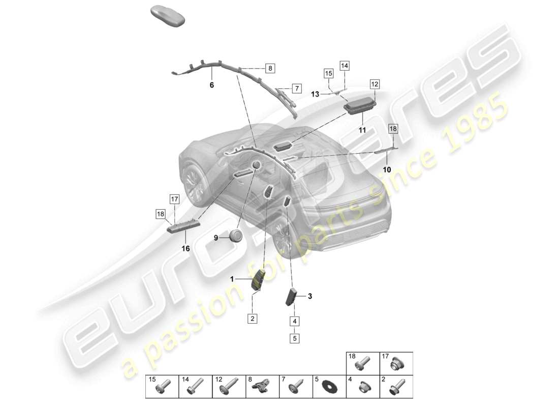 porsche 2025 (macan-e) airbag parts diagram