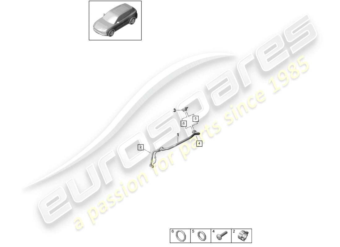 porsche 2024 (cayenne e3 9ya/9yb) refrigerant circuit rhd im wagentunnel for vehicles with hybrid drive part diagram
