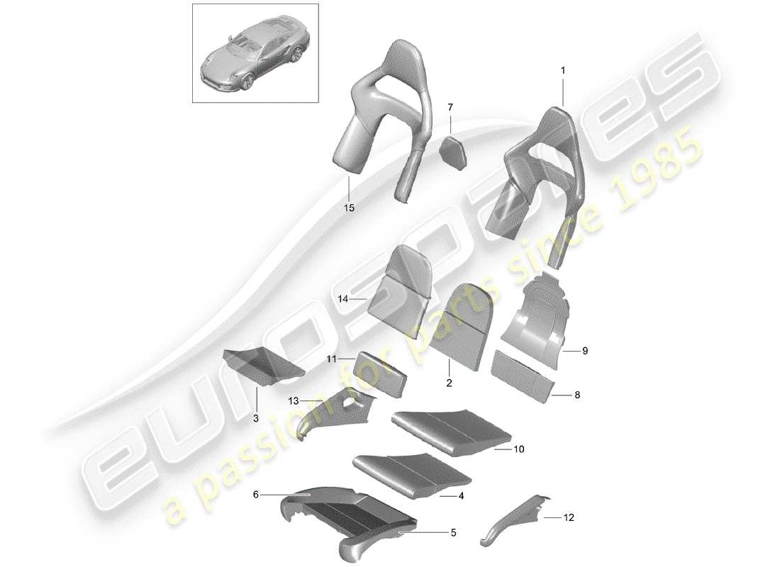 porsche 2018 (991-2 turbo) foam part part diagram