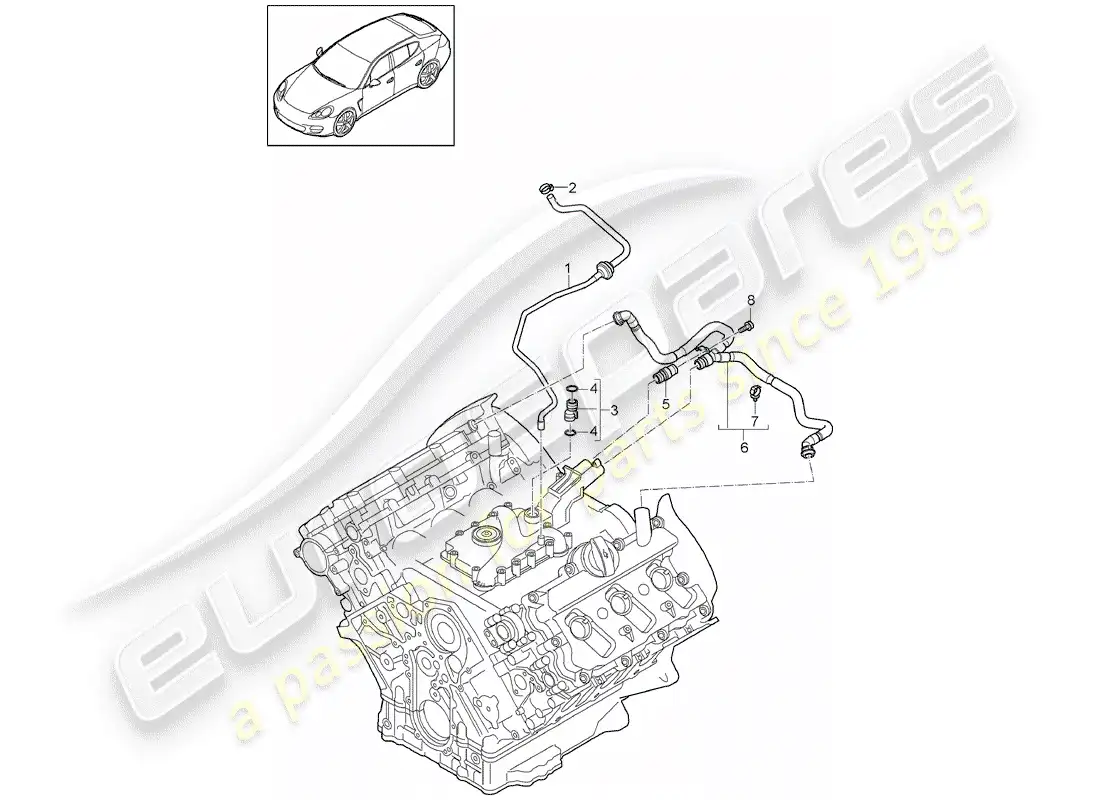 porsche 2012 (panamera 970) breather line parts diagram