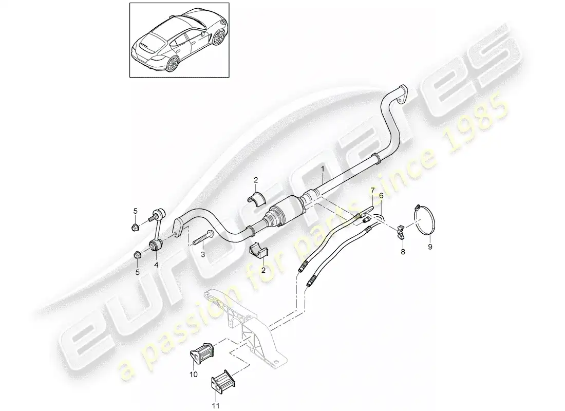 porsche 2012 (panamera 970) stabilizer parts diagram