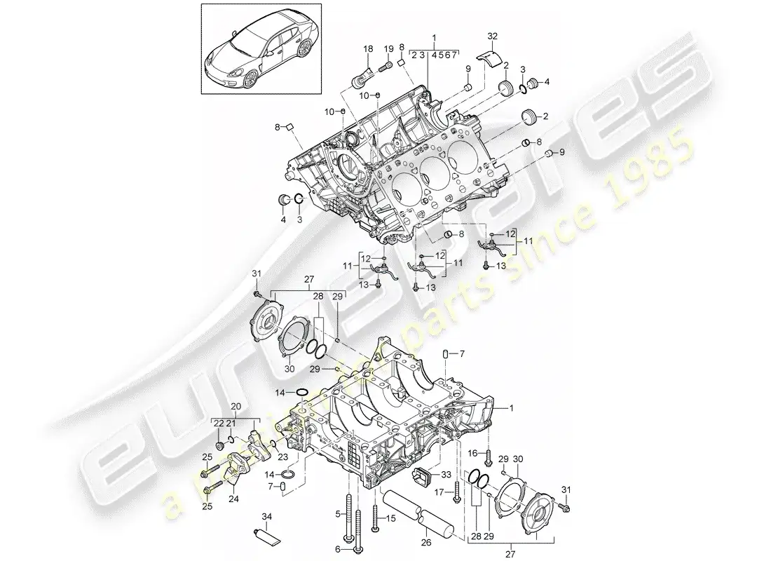 porsche 2013 (panamera 970) crankcase parts diagram