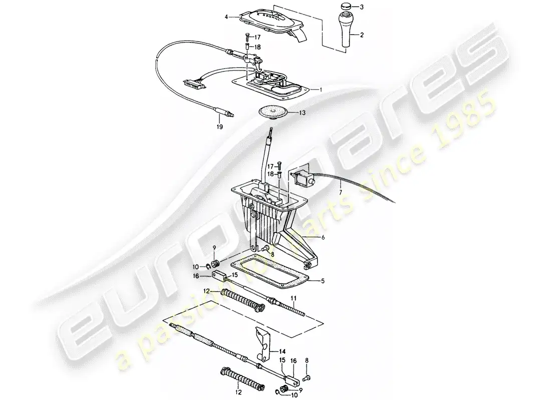 porsche 1990 (964) selector lever - tiptronic - d - mj 1992>> parts diagram