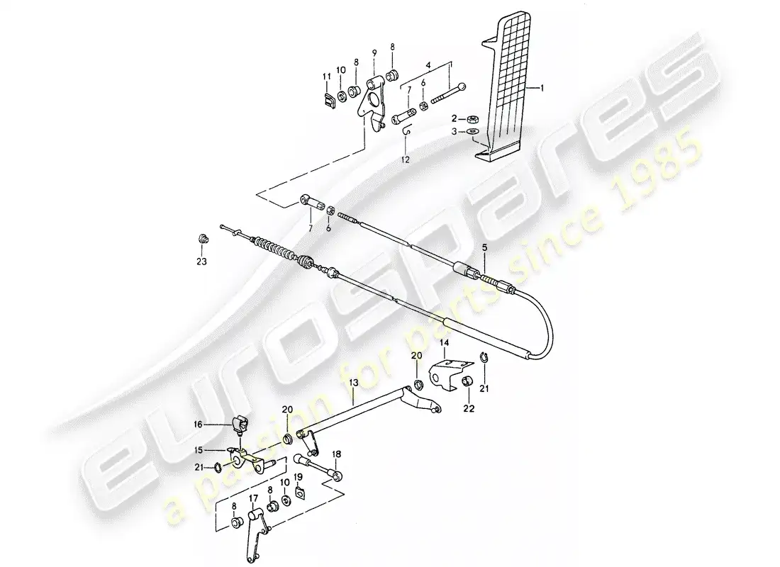 porsche 1990 (964) pedals - throttle control parts diagram