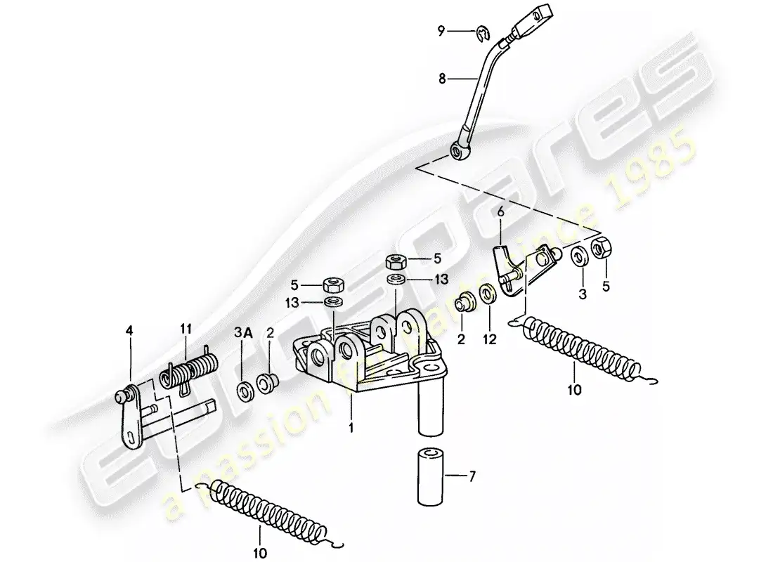porsche 1985 (911) throttle linkage - bracket parts diagram