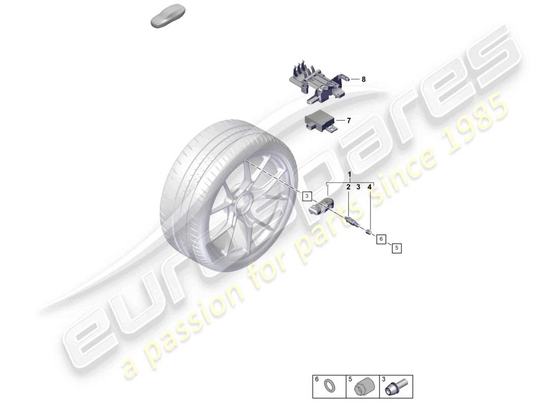 porsche 2025 (992-2 gt3) tyre pressure control system part diagram