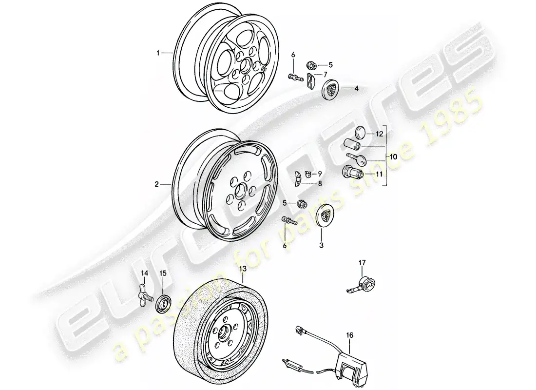 porsche 1986 (944) disc wheel - d - mj 1987>> parts diagram