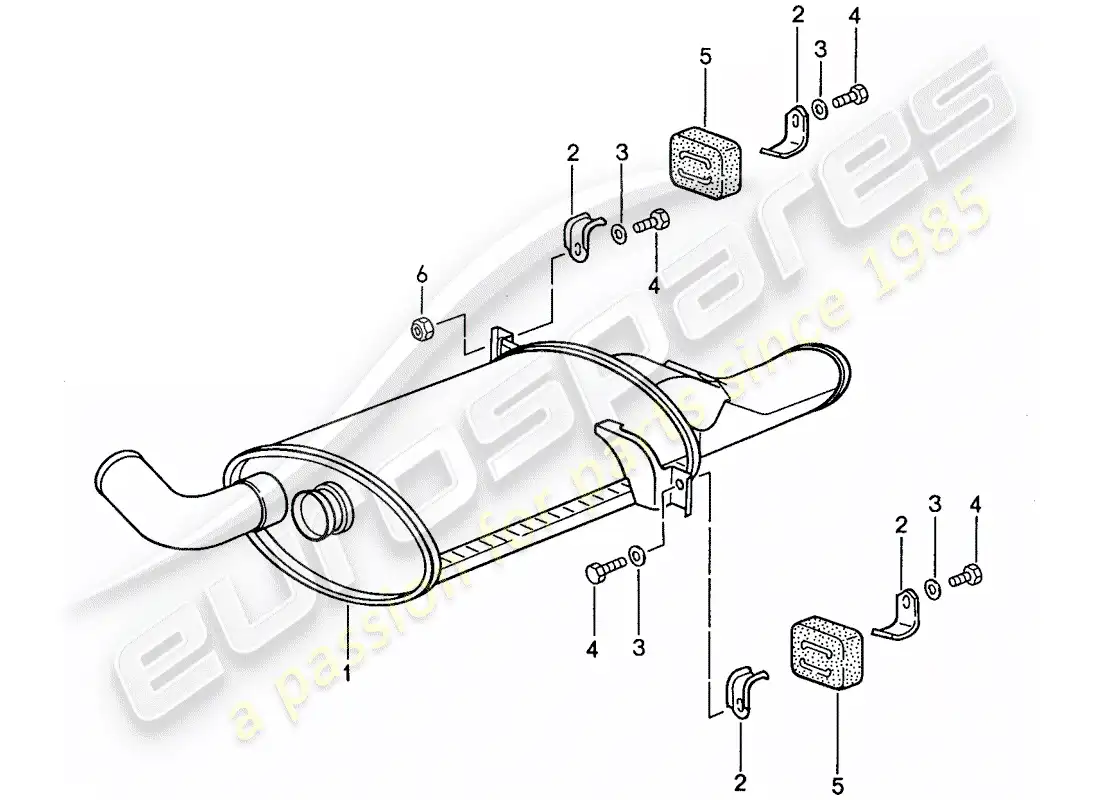 porsche 1990 (928) exhaust system - muffler - exhaust parts diagram