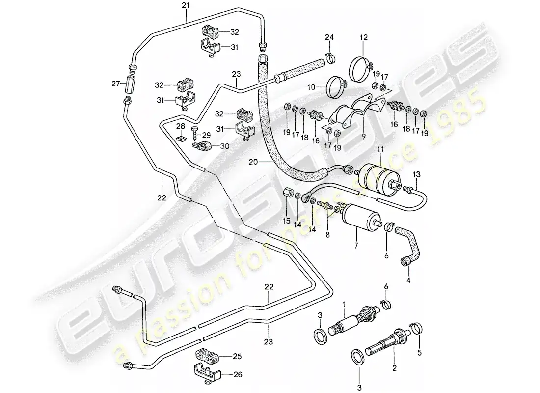 porsche 1990 (928) fuel system parts diagram