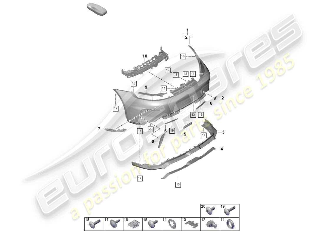 porsche 2025 (992-2 gt3) bumper rear gt3 part diagram