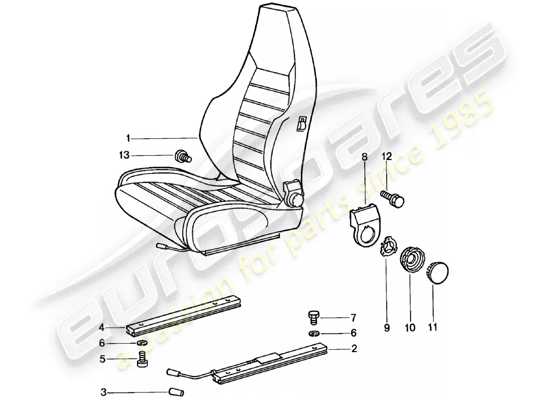 porsche 1980 (911) sports seat - complete - d - mj 1981>> parts diagram