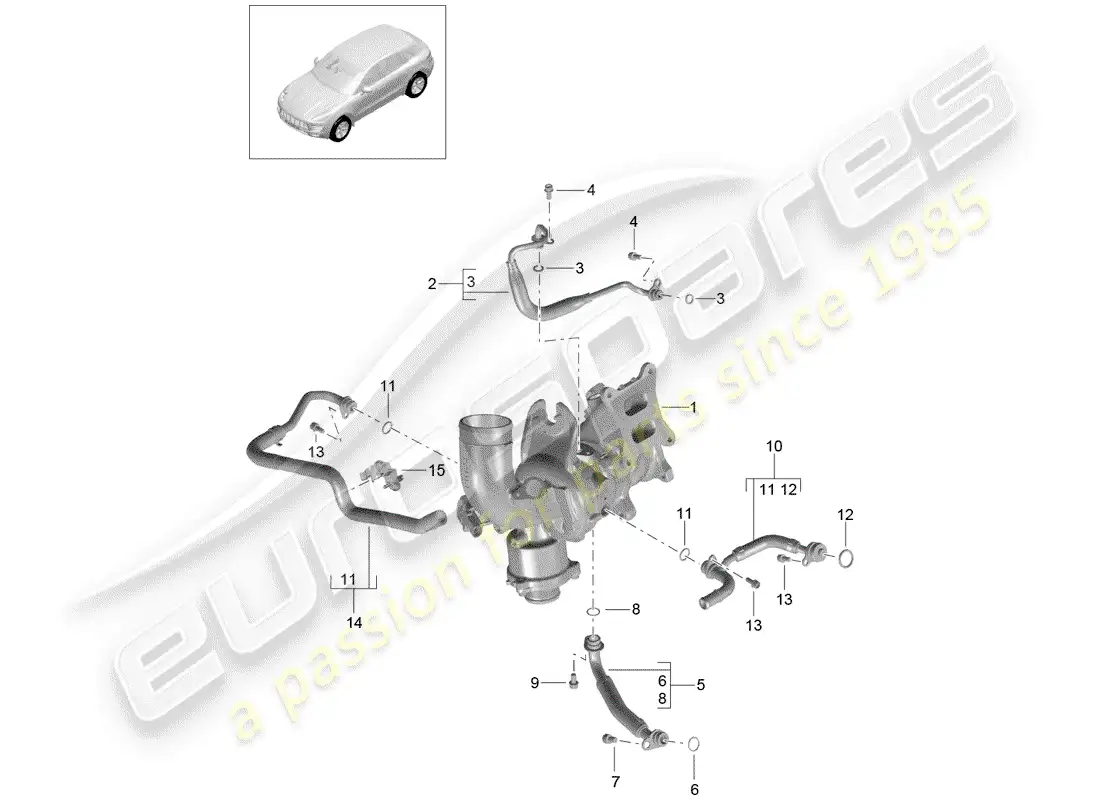 porsche 2016 (macan) oil pressure line parts diagram