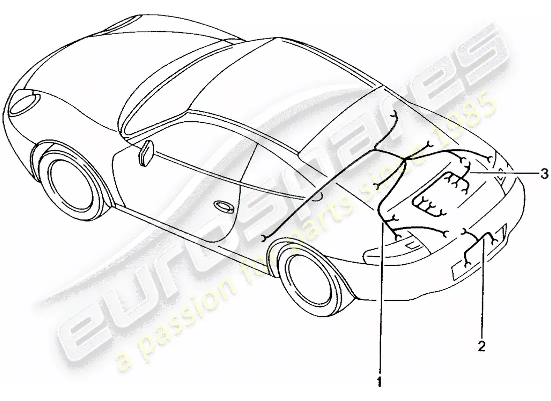 porsche 2002 (996 gt3) wiring harnesses - rear end - license plate light - engine - repair kit - anti-locking brake syst. -abs- - brake pad wear indicator - rear axle parts diagram