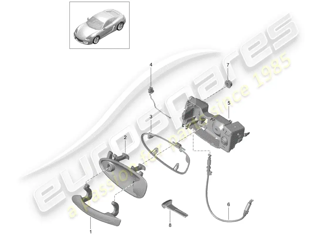 porsche 2015 (981 cayman) door handle parts diagram