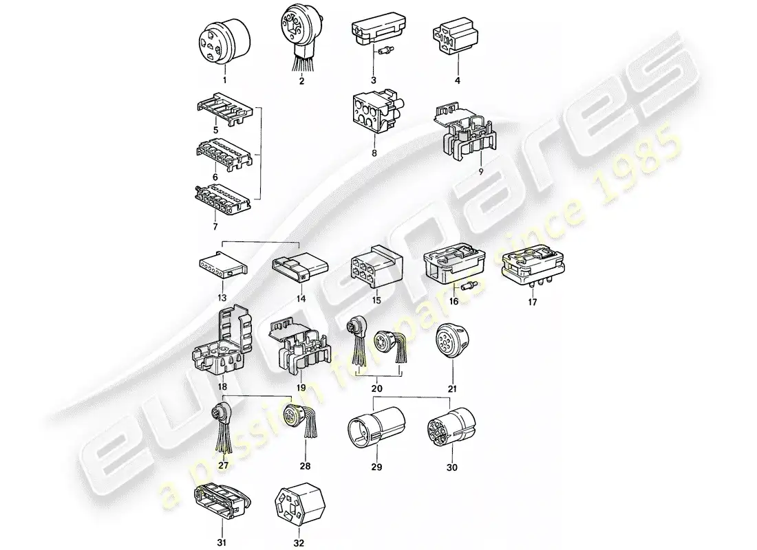 porsche 1986 (944) connector housing parts diagram