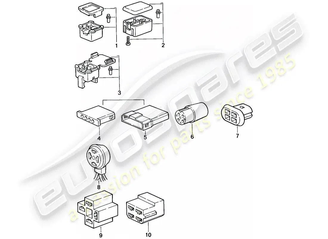 porsche 1986 (944) connector housing - 4-pole parts diagram