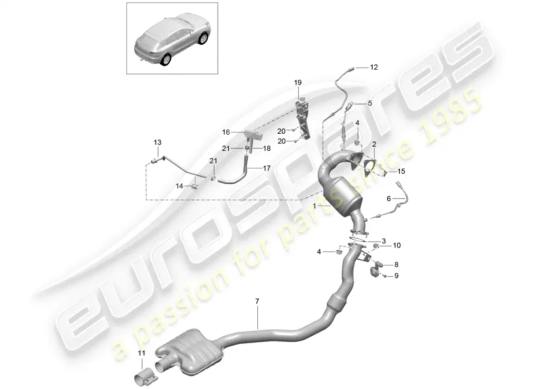 porsche 2018 (macan) exhaust system parts diagram