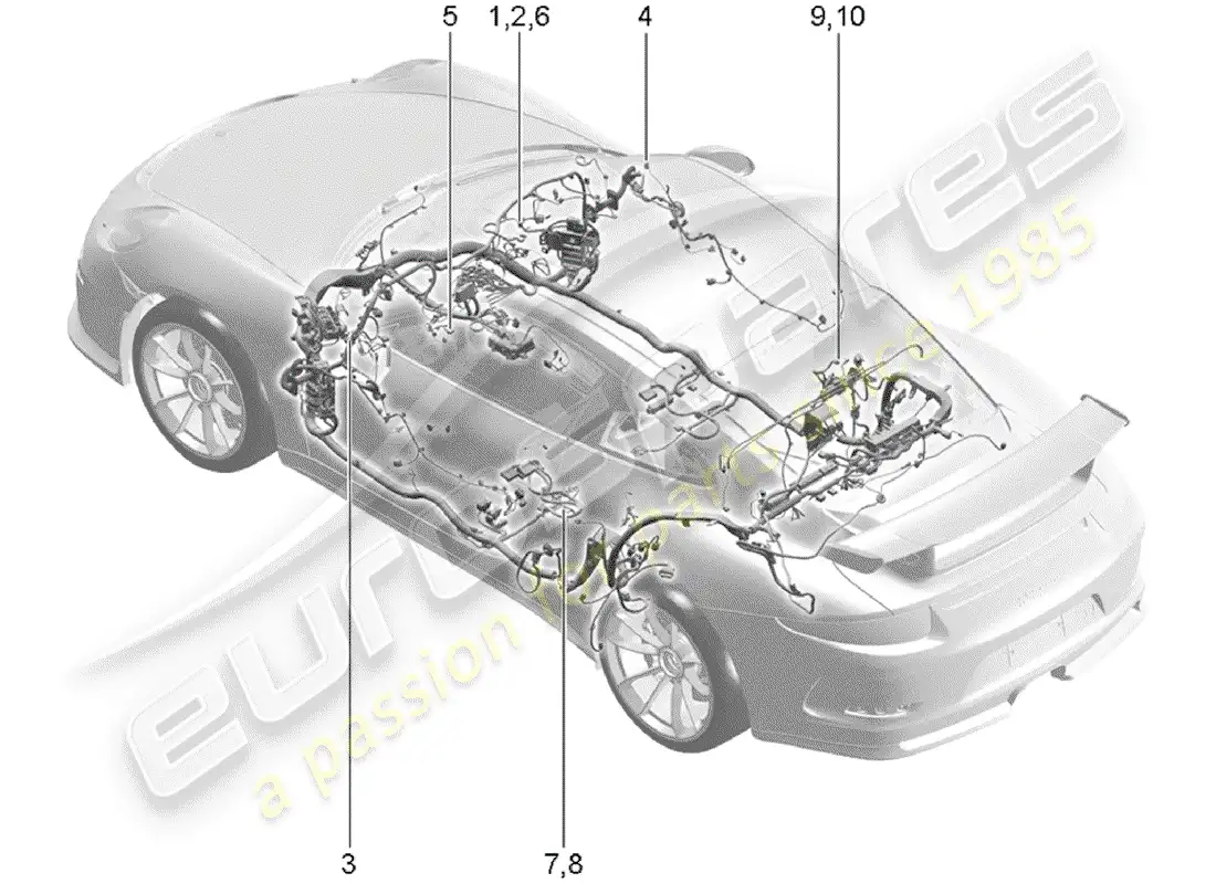 porsche 2017 (991-2 r/gt3/rs) wiring harnesses parts diagram