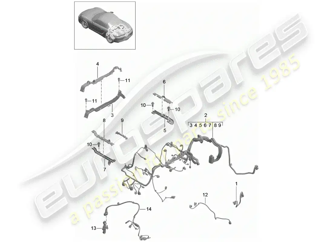 porsche 2012 (981 boxster) wiring harnesses parts diagram