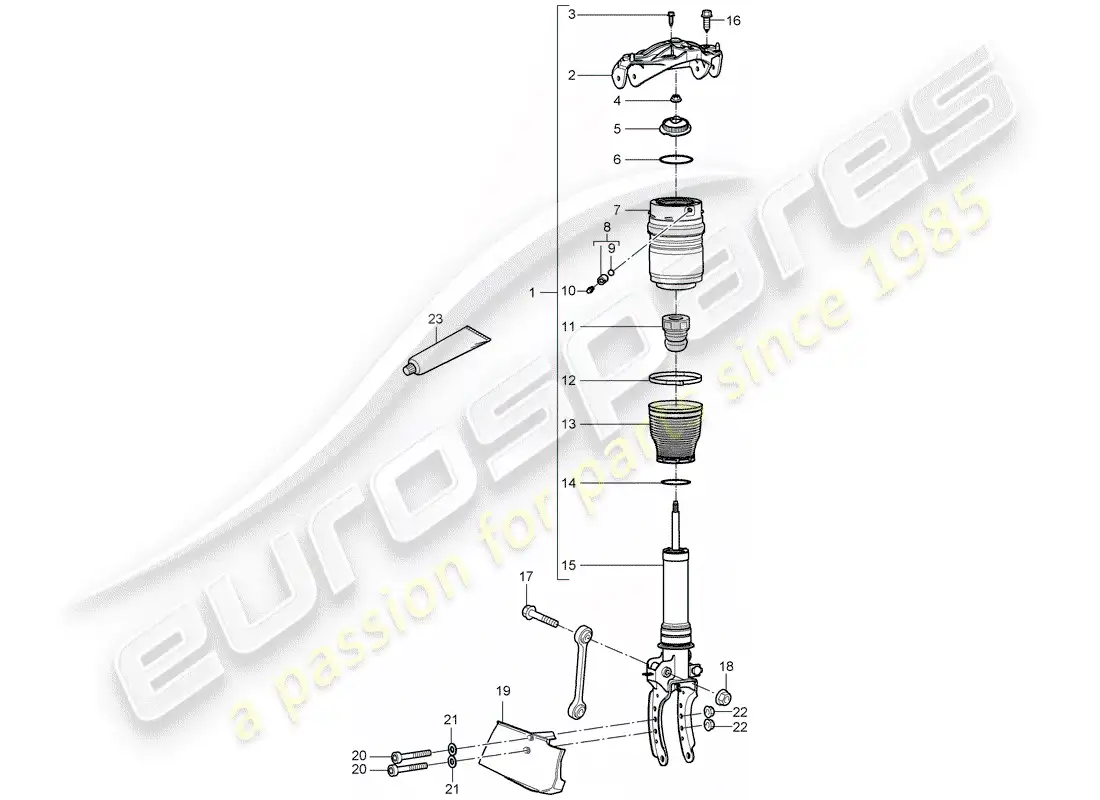 porsche 2009 (cayenne e1 9pa) suspension part diagram