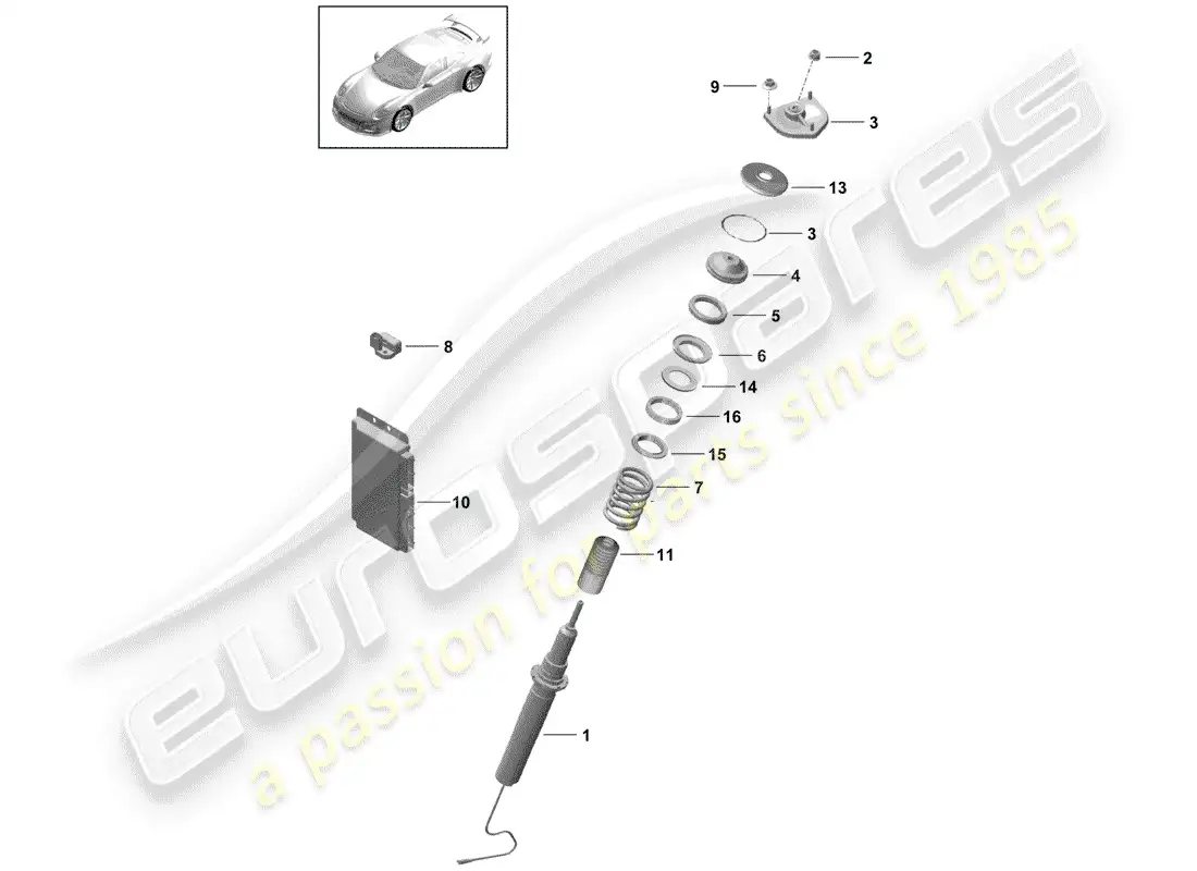 porsche 2019 (991-2 r/gt3/rs) vibration damper parts diagram