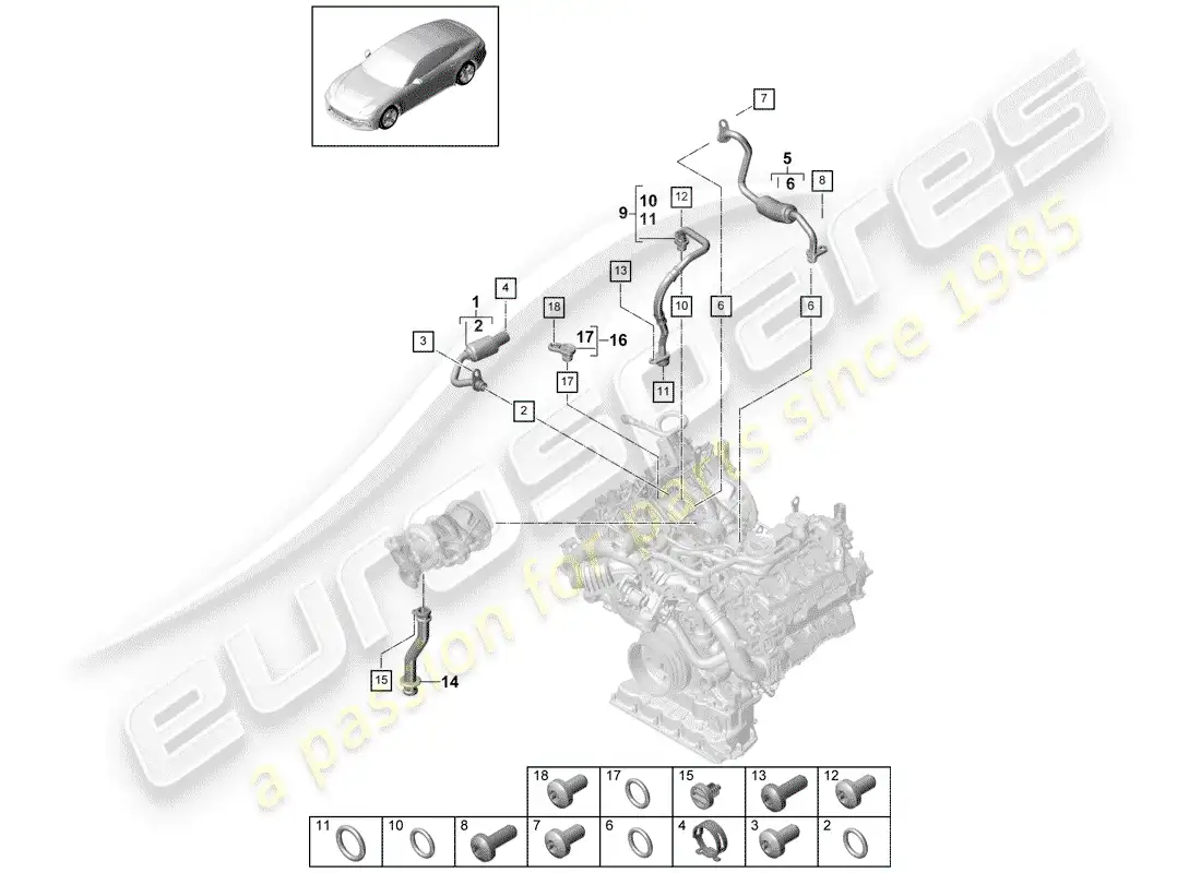 porsche 2018 (panamera 971-1) water cooling for parts diagram