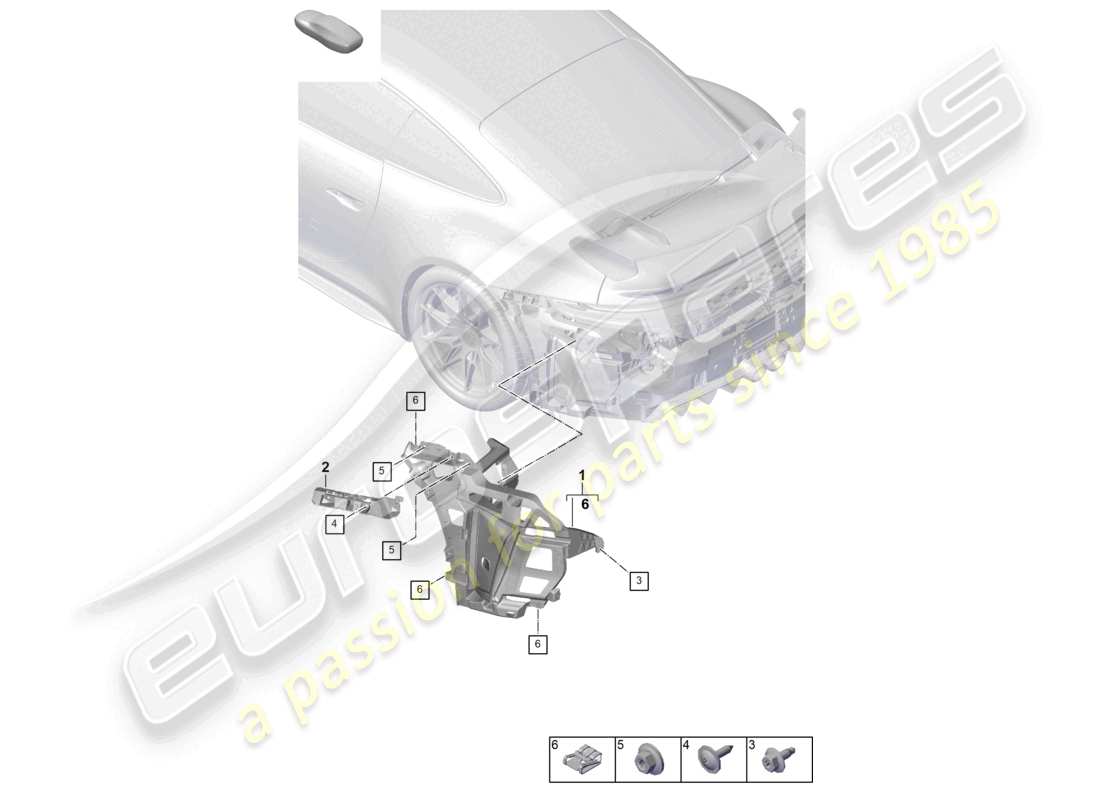porsche 2025 (992-2 gt3) bumper rear fasteners part diagram