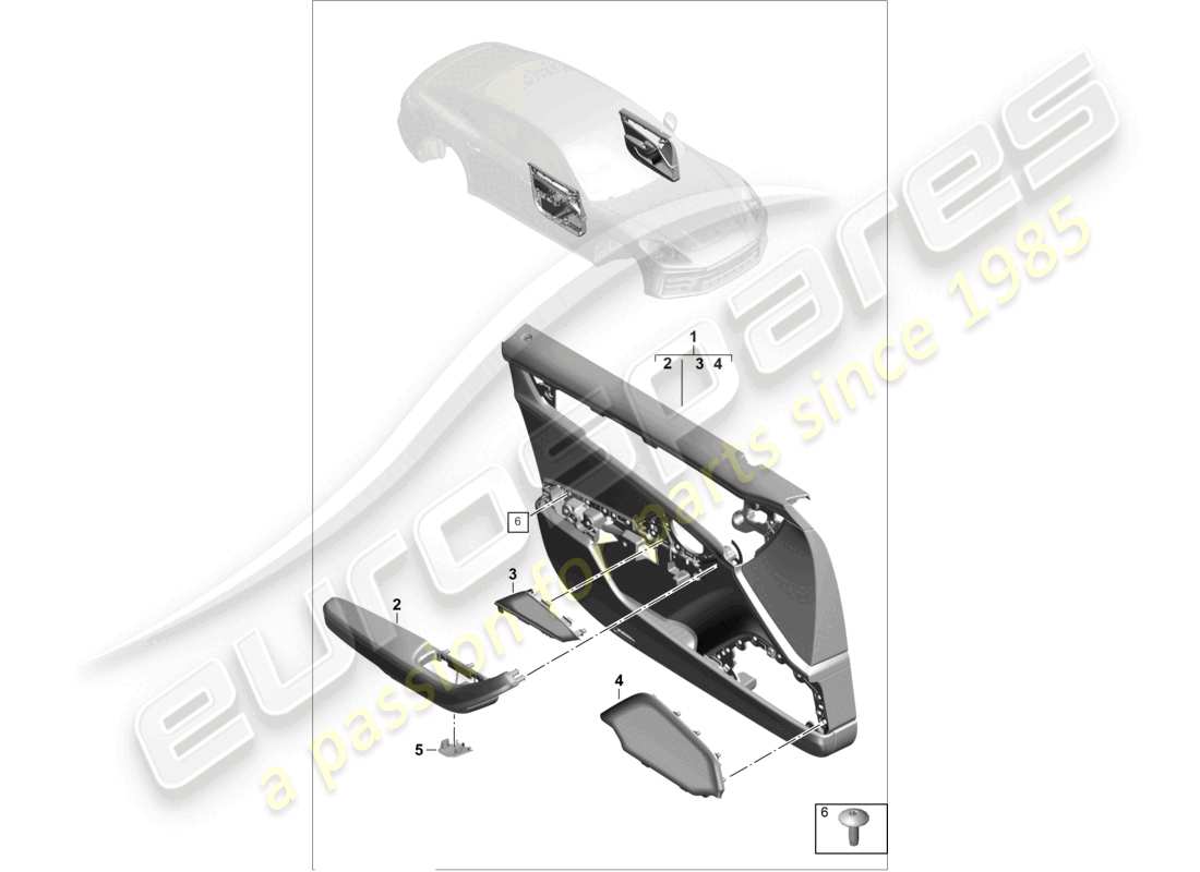 porsche 2026 (panamera 976) door trim panels front doors for vehicles with leather/dinamica equipment part diagram