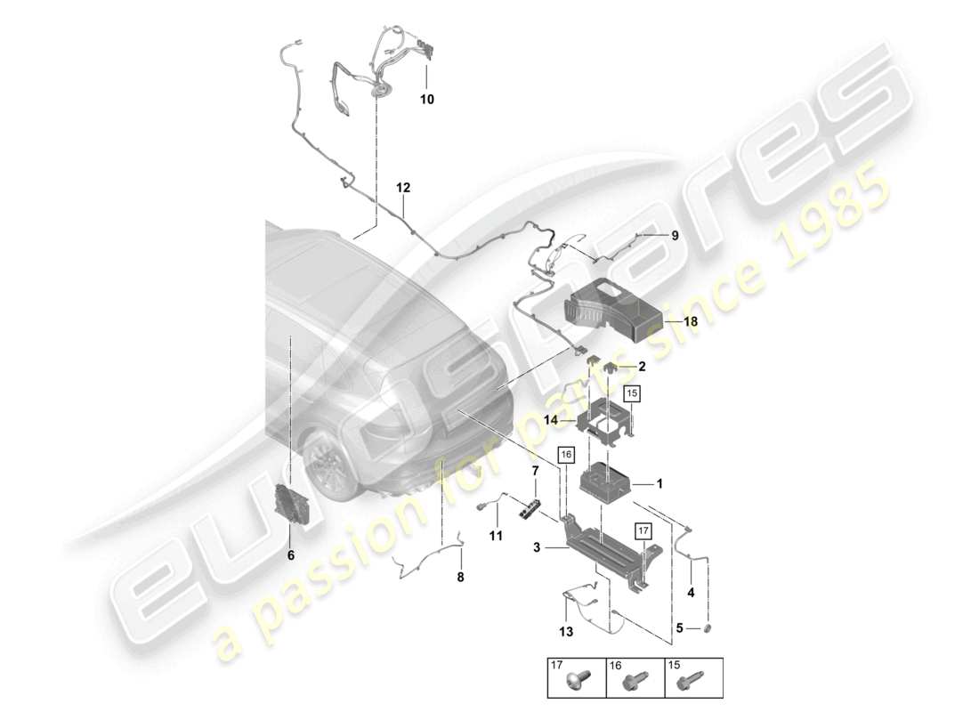 porsche 2024 (cayenne e3 9ya/9yb) battery 48 volts part diagram