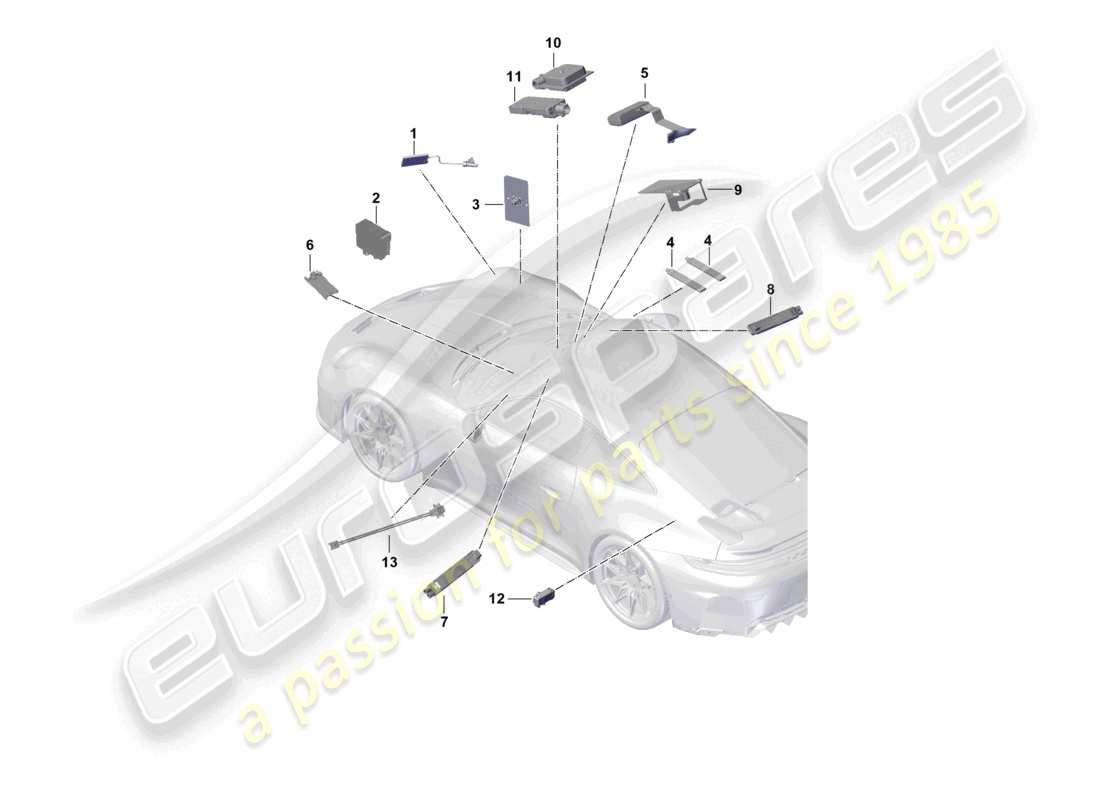 porsche 2025 (992-2 gt3) aerial front part diagram