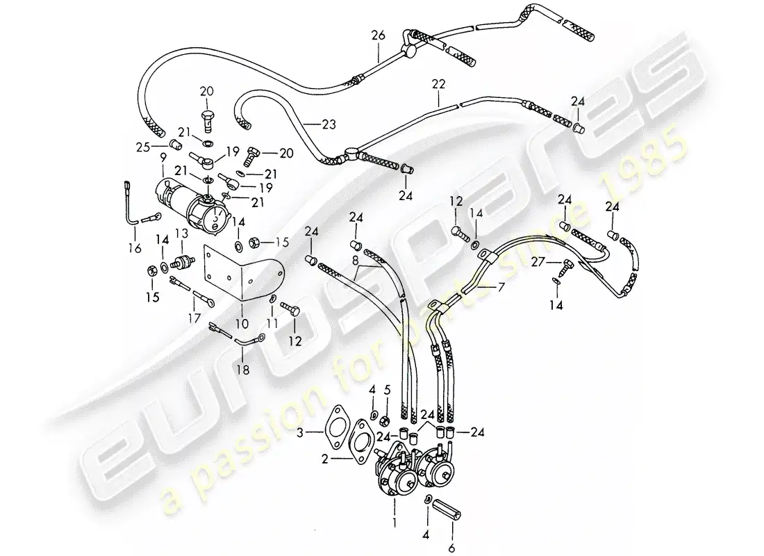 porsche 1965 (911/912) fuel pump - d >> - mj 1968 parts diagram