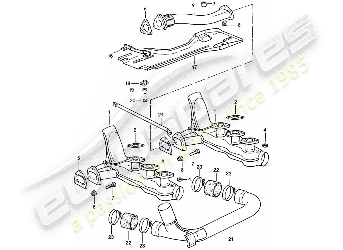 porsche 1989 (911) exhaust system parts diagram