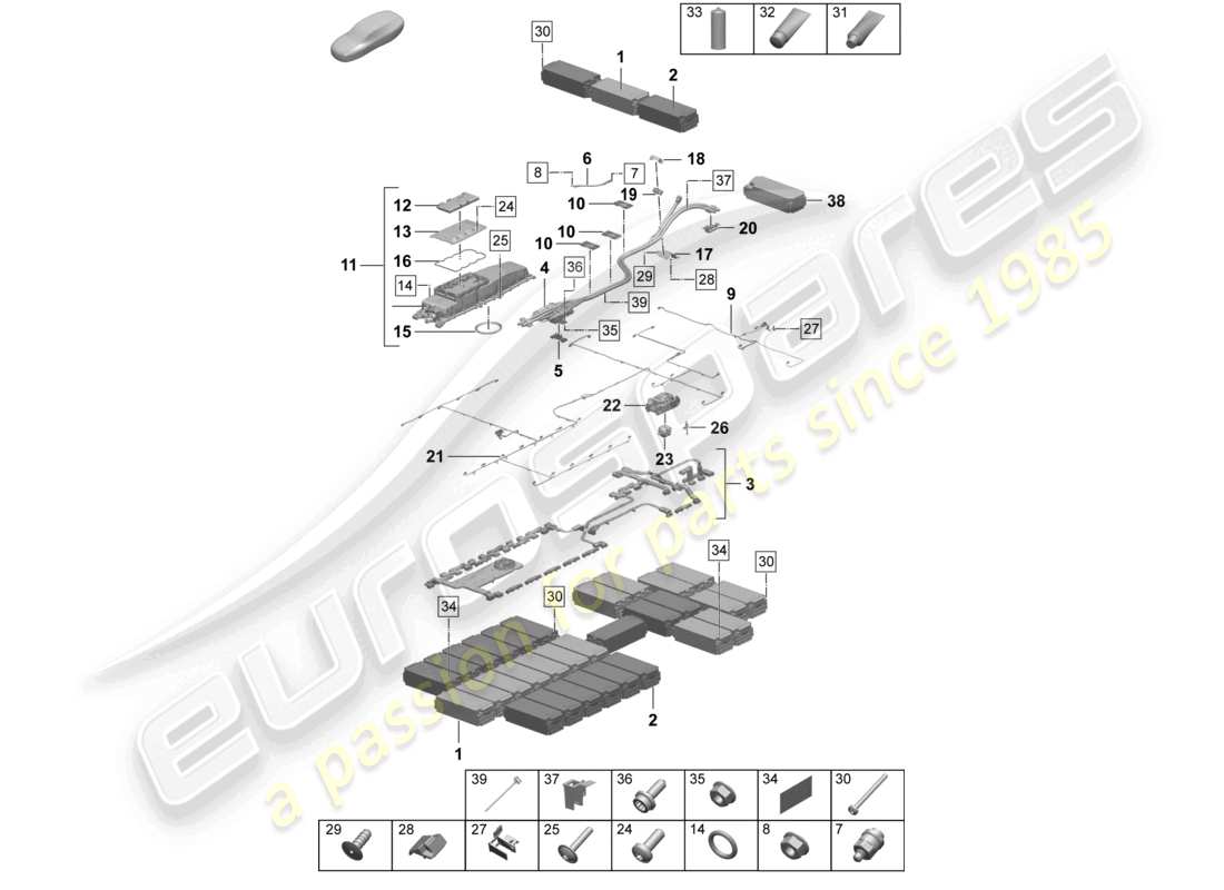 porsche 2026 (taycan 9j1-2) spare battery electric drive individual parts part diagram