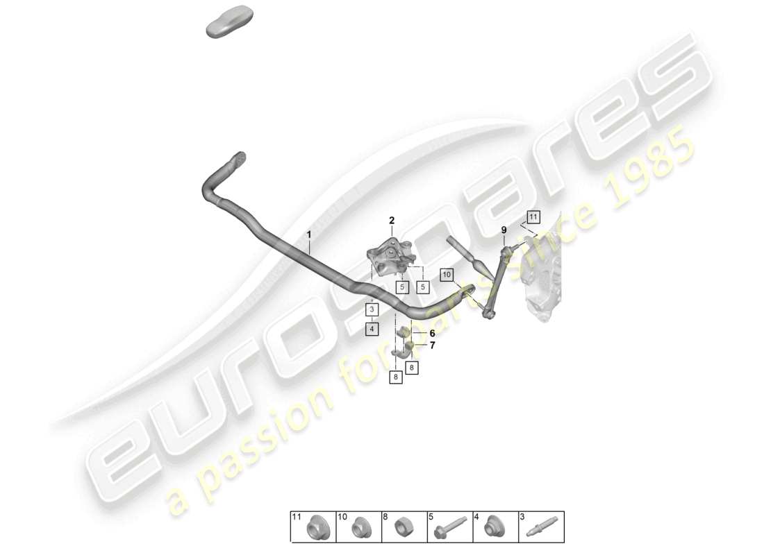 porsche 2025 (992-2 gt3) anti-roll bar coupling rod part diagram