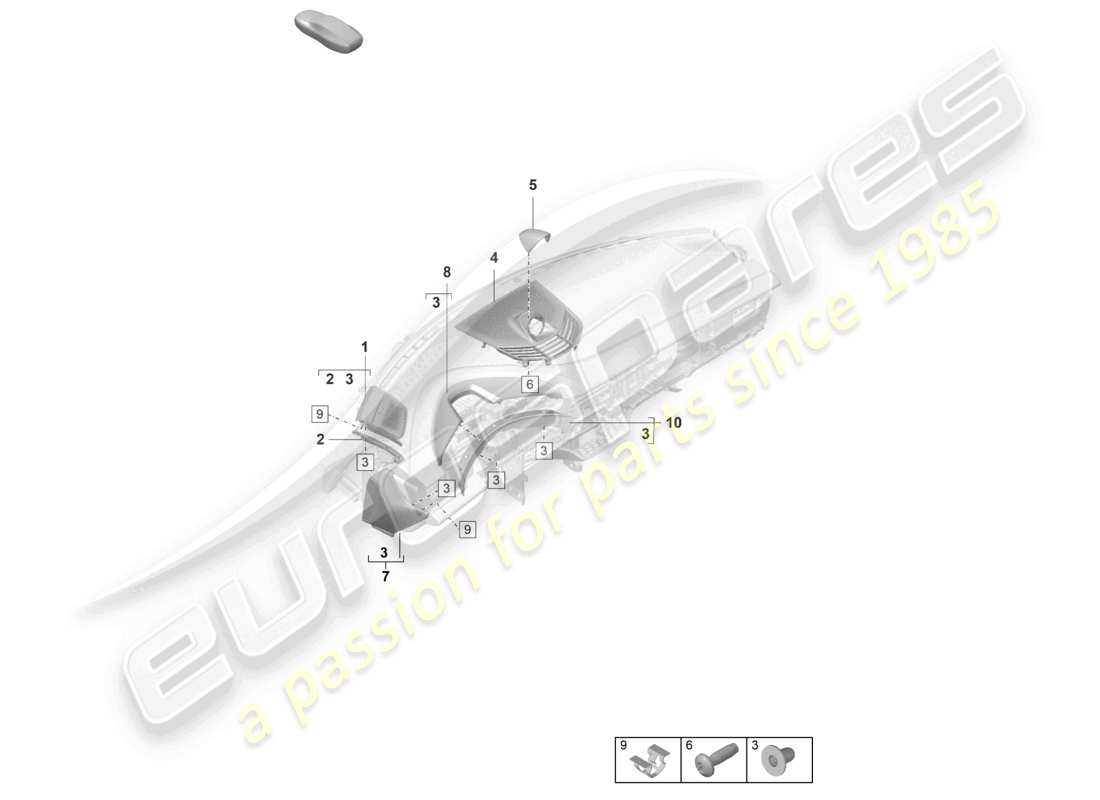 porsche 2023 (taycan 9j1-1) accessories upper instrument panel trim side part diagram