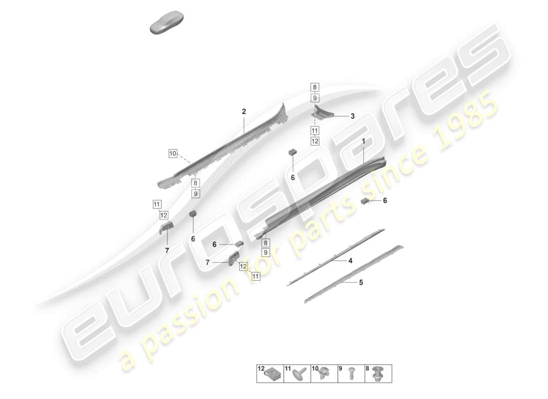porsche 2023 (taycan 9j1-1) side member trim accessories part diagram