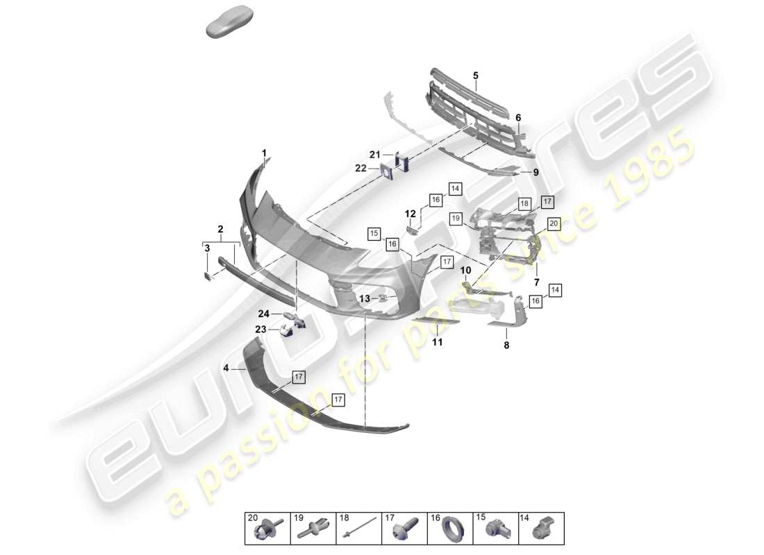 porsche 2025 (panamera 976) bumper front part diagram