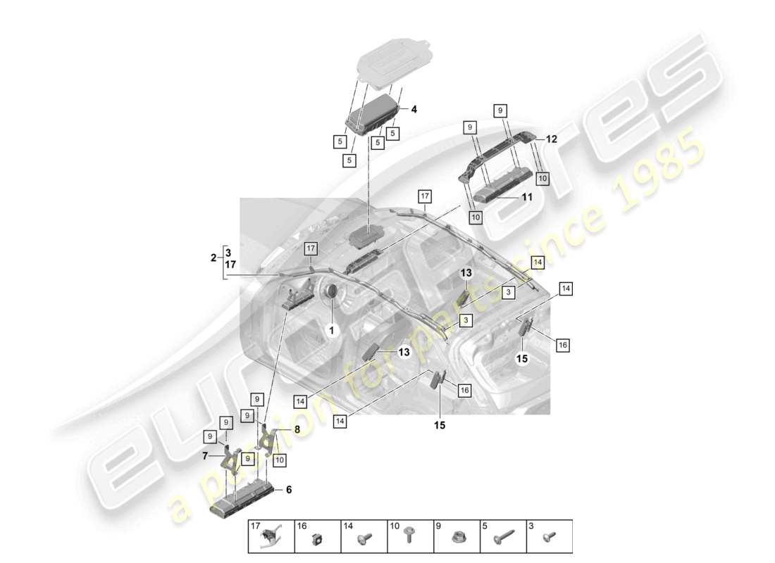 porsche 2024 (cayenne e3 9ya/9yb) airbag part diagram