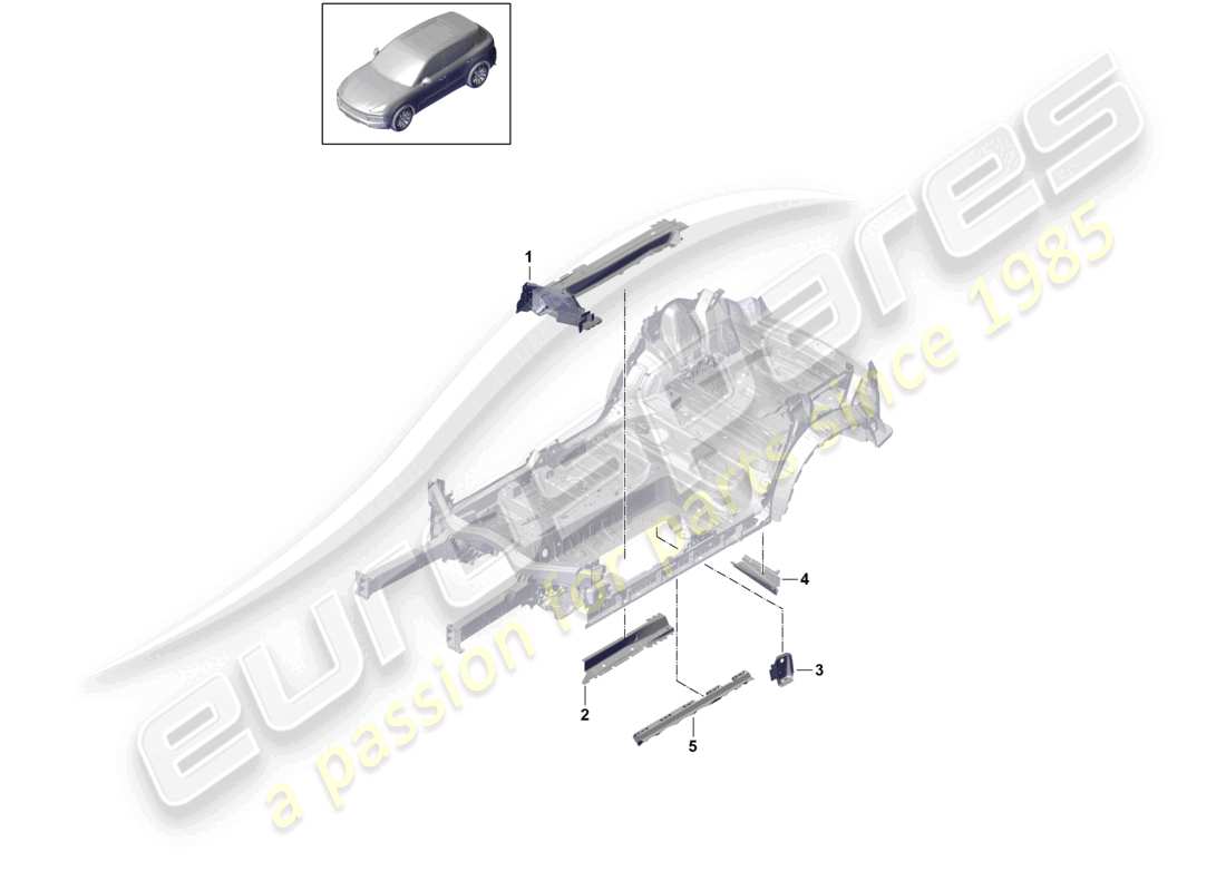 porsche 2024 (cayenne e3 9ya/9yb) frame side member part diagram