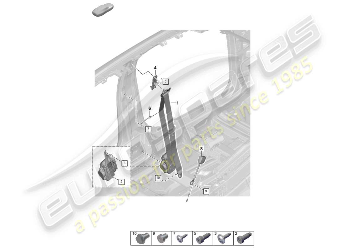 porsche 2026 (panamera 976) three-point safety belt front belt latch part diagram