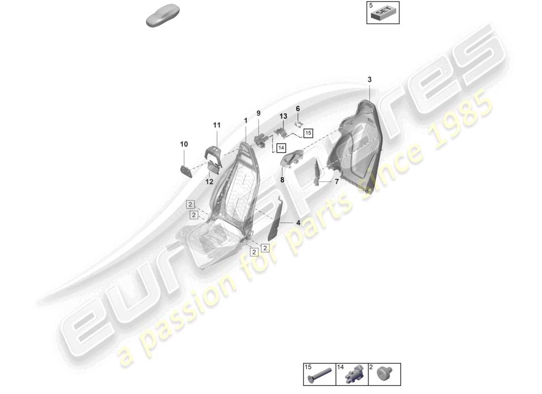 porsche 2023 (taycan 9j1-1) backrest frame sports seat part diagram