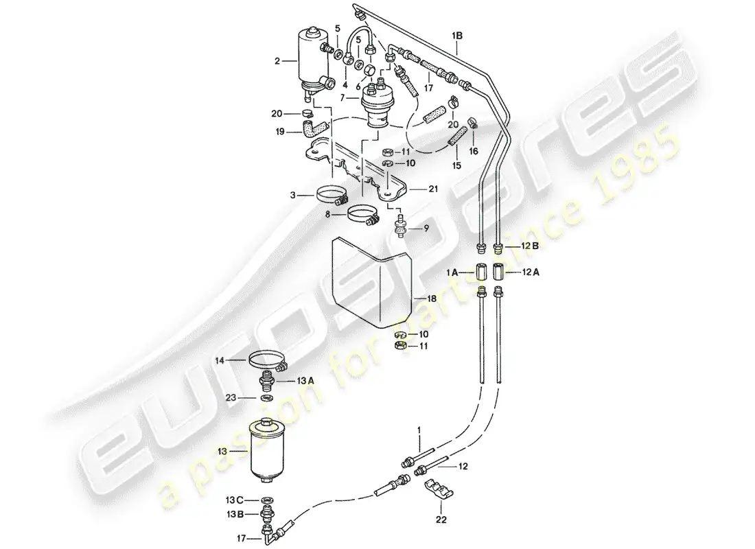porsche 1976 (924) fuel system - f >> 92-46104 800 parts diagram