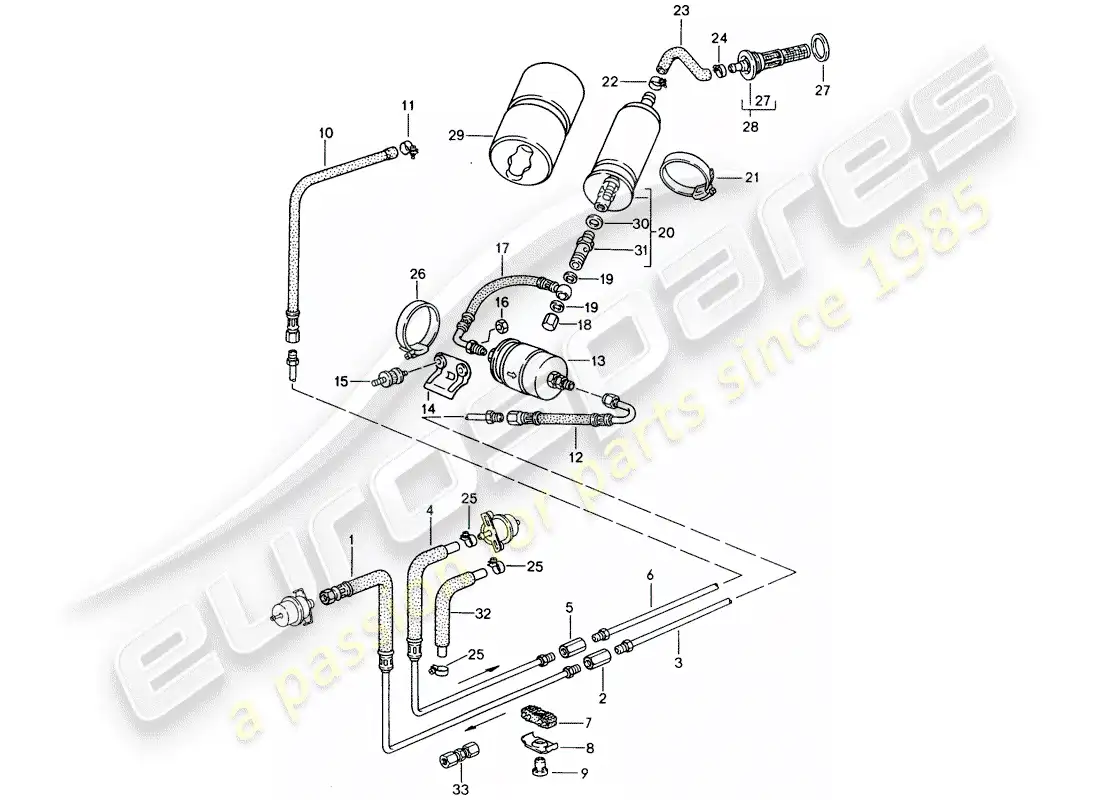 porsche 1986 (944) fuel system parts diagram