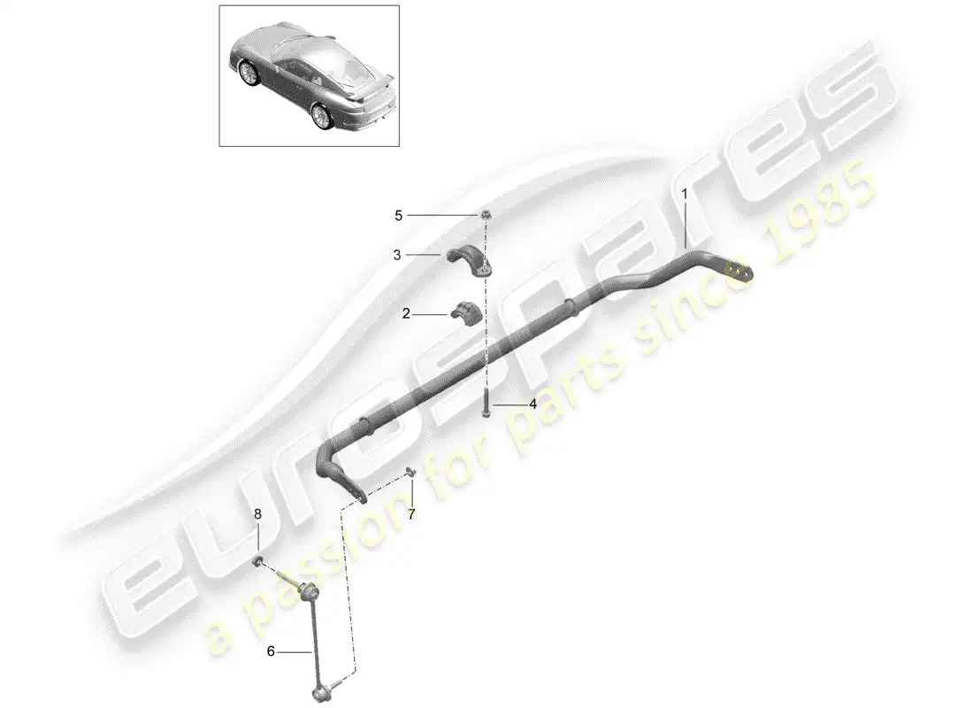 porsche 2014 (991-1 r/gt3/rs) stabilizer parts diagram