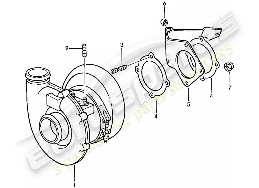 porsche 1989 (911) exhaust gas turbocharger parts diagram