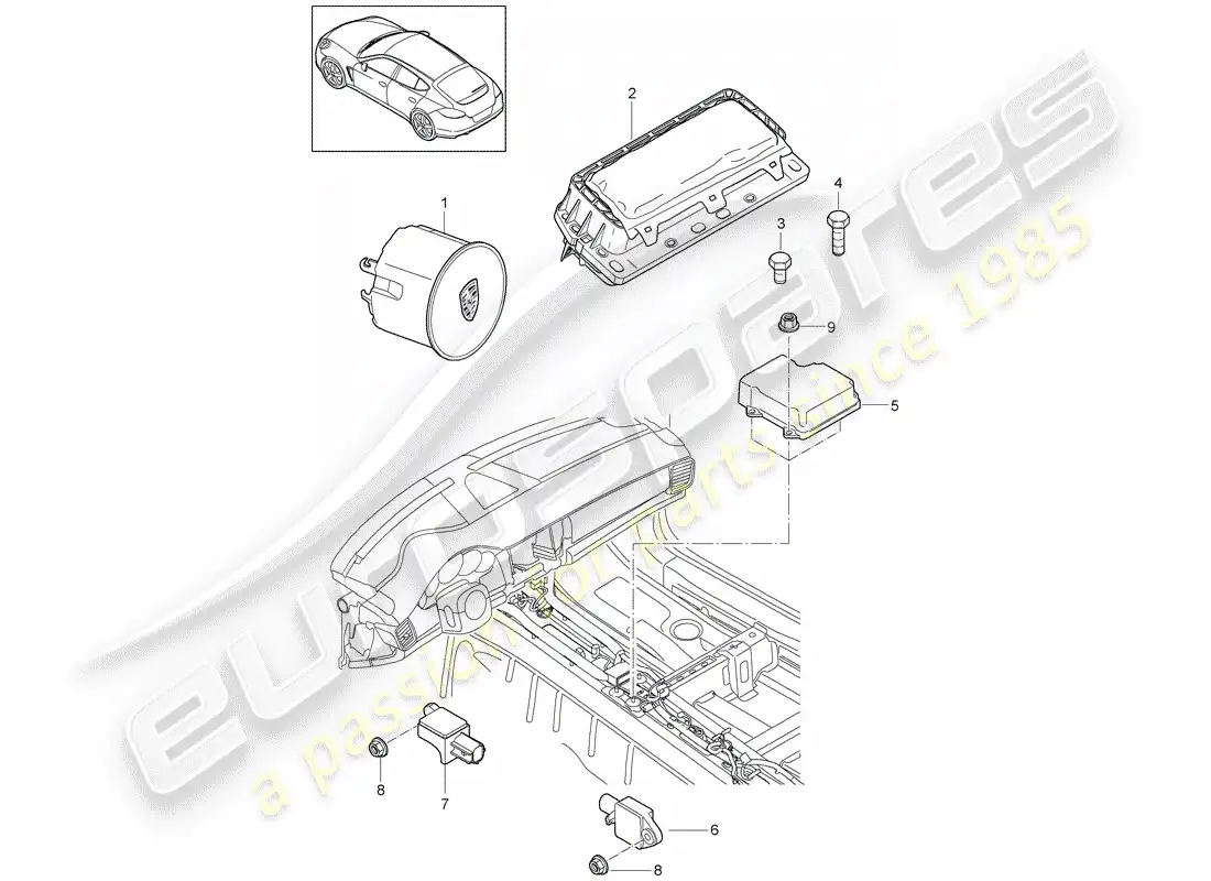 porsche 2010 (panamera 970) airbag parts diagram