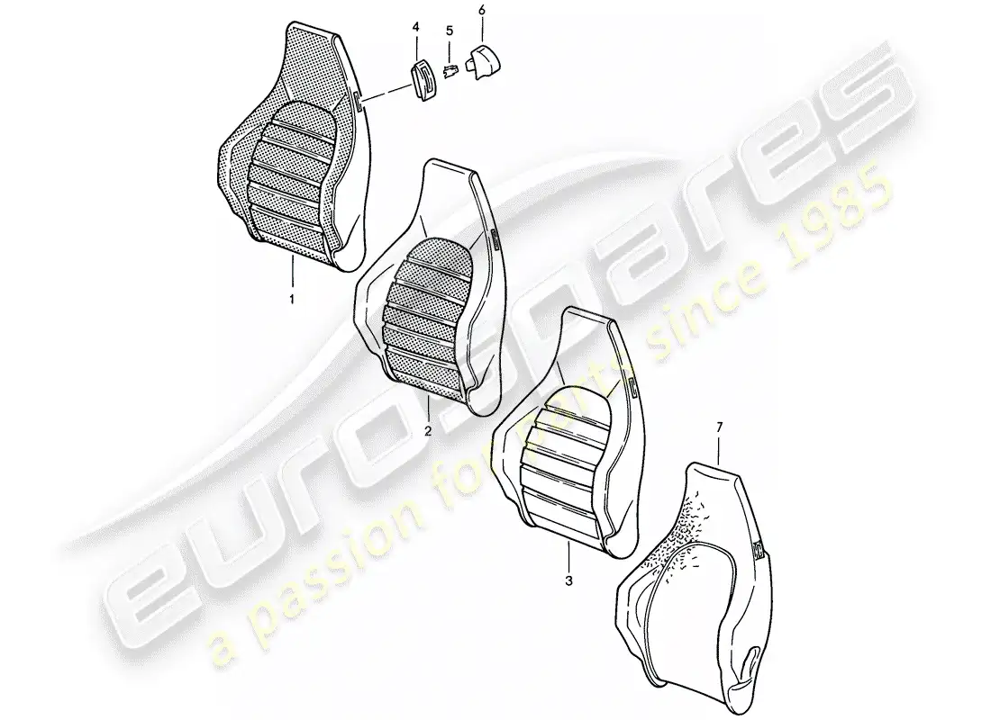 porsche 1984 (911) sports seat - backrest cover - d - mj 1985>> parts diagram