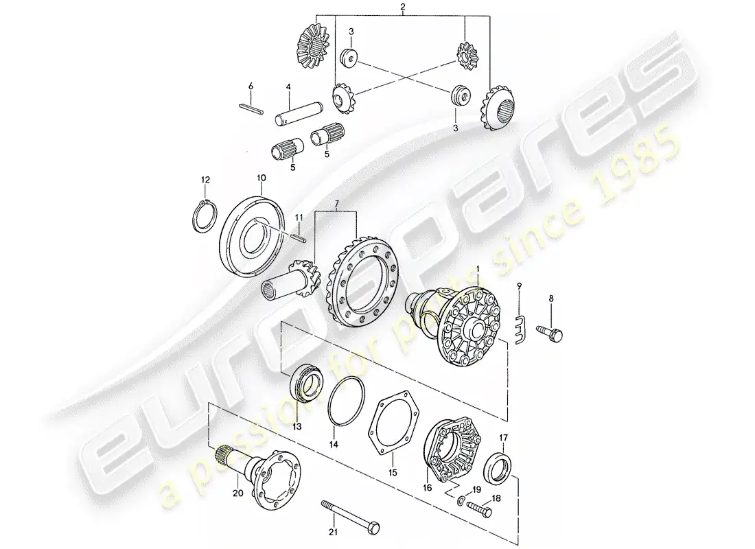porsche 1988 (928) automatic transmission - differential 2 parts diagram