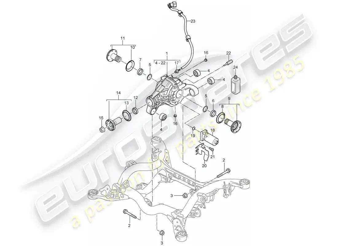 porsche 2005 (cayenne e1 9pa) rear axle differential parts diagram