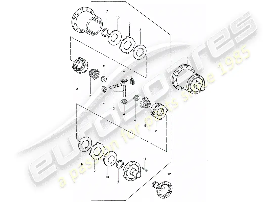 porsche 1990 (944) limited slip differential - for - manual gearbox parts diagram